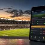 Realistic editorial smartphone and sports stadium scene representing South African betting platforms