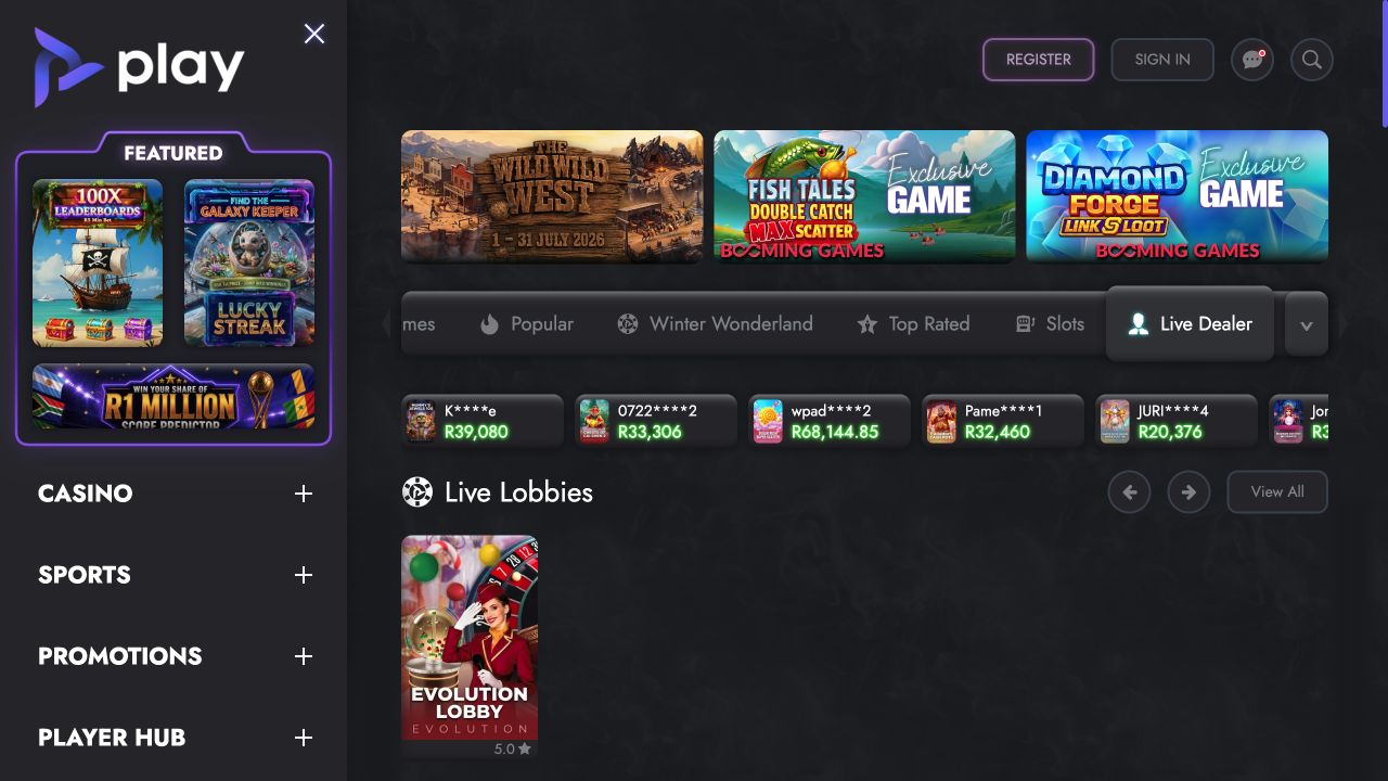 Play Casino live dealer lobby