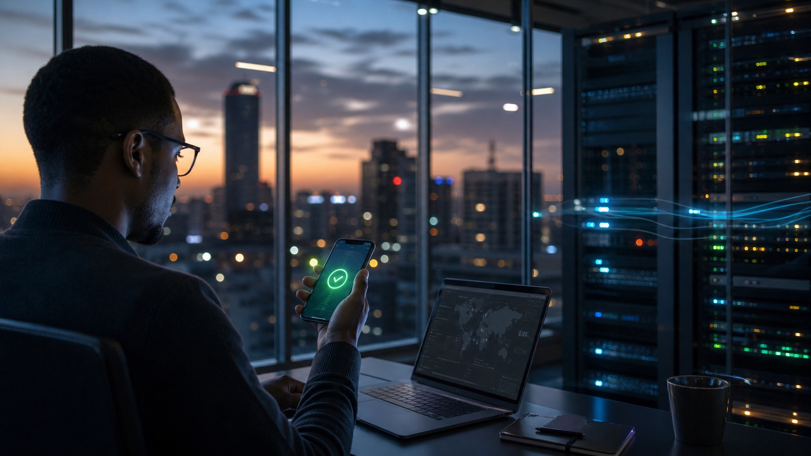Mobile phone and secure server infrastructure representing online casino payments in South Africa