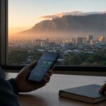 Cape Town skyline and smartphone representing public concern about online gambling controls